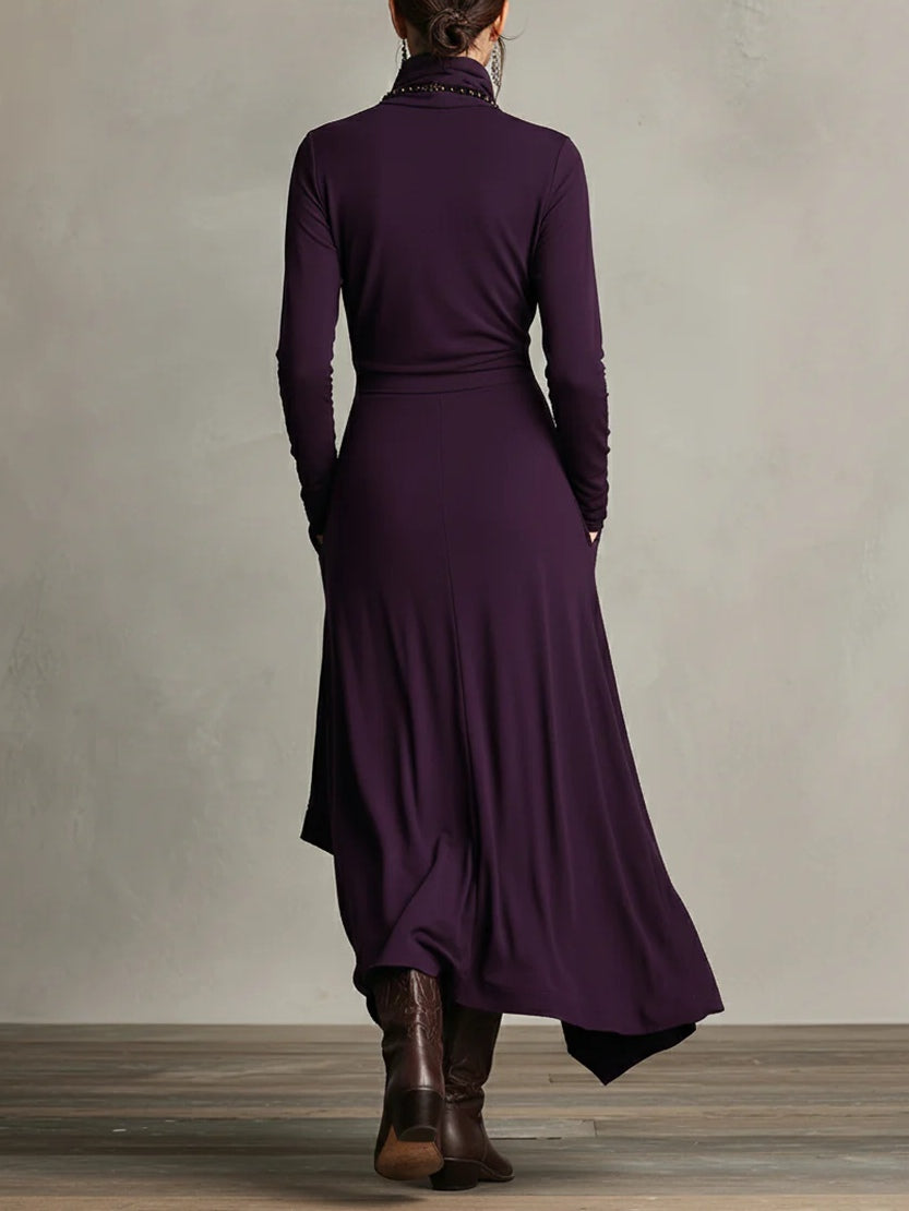 Victoria | Vestido Vintage Asimétrico de Cuello Alto