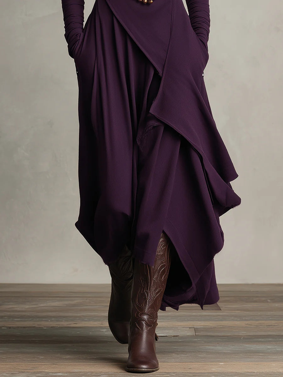 Victoria | Vestido Vintage Asimétrico de Cuello Alto