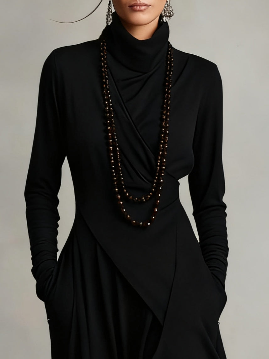 Victoria | Vestido Vintage Asimétrico de Cuello Alto