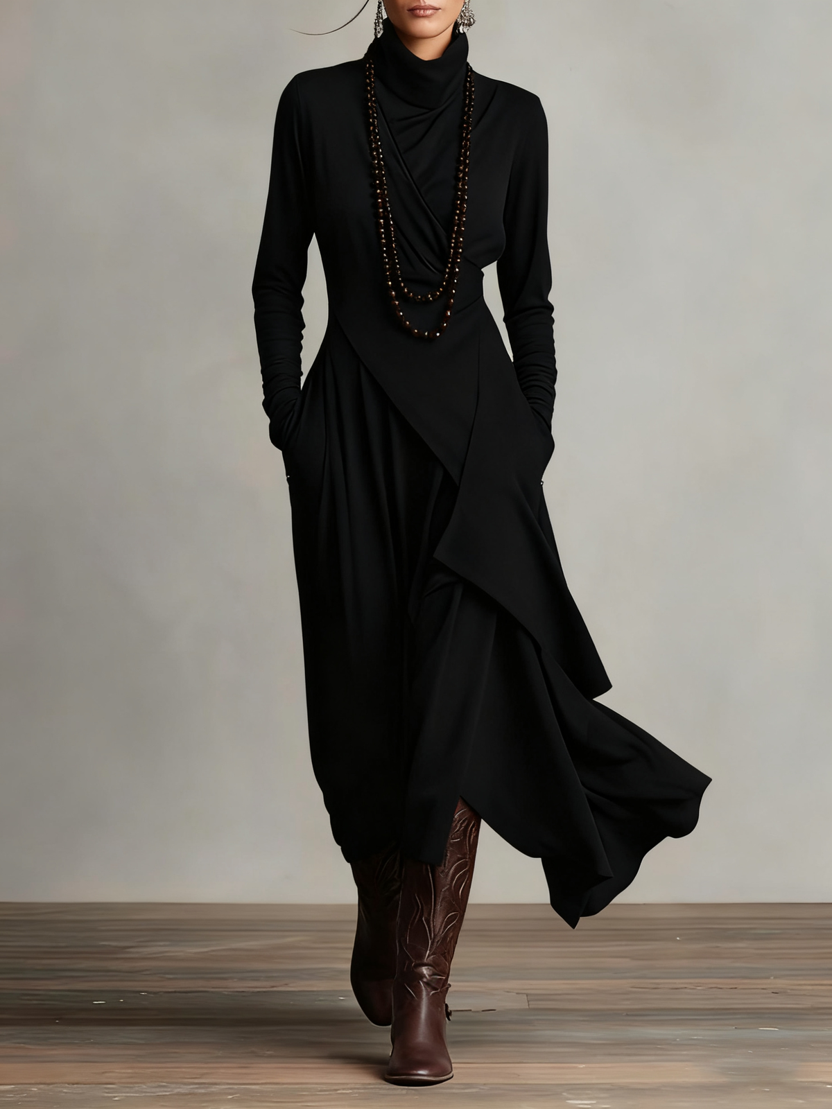 Victoria | Vestido Vintage Asimétrico de Cuello Alto