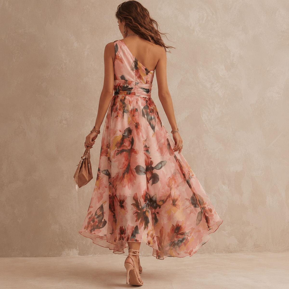 Annalena | Vestido Floral de Un Solo Hombro