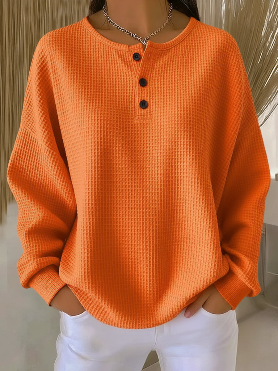 Mireia | Sudadera Waffle Henley Acogedora