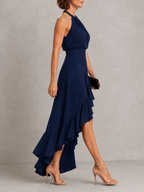 Chloe | Vestido halter con bajo de volantes
