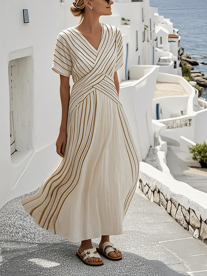 Sabrinah | Vestido maxi ancho de rayas