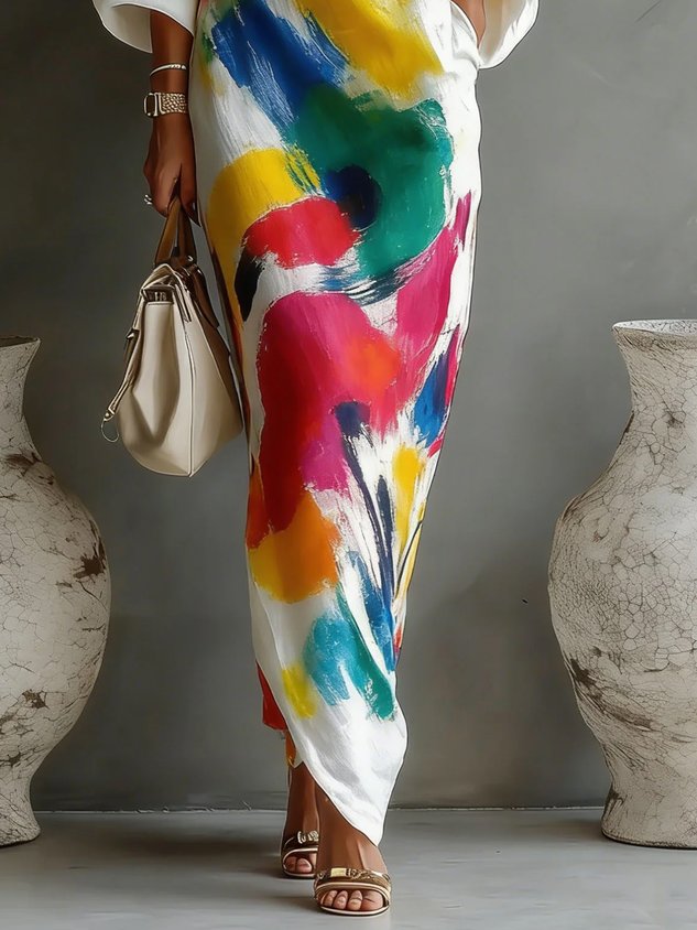 Danella | Vestido Maxi Estampado Abstracto