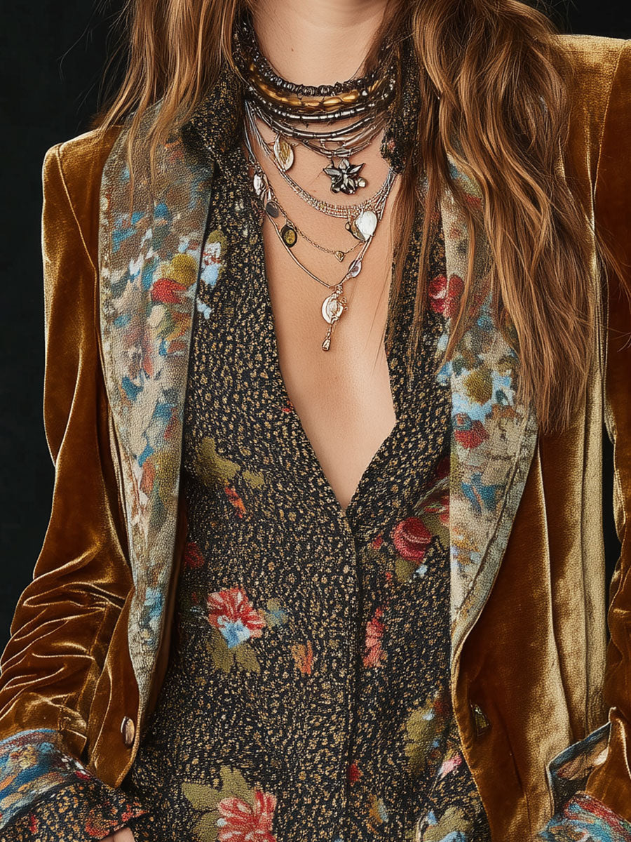 Ana | Blazer Patchwork con Estampado Floral Vintage