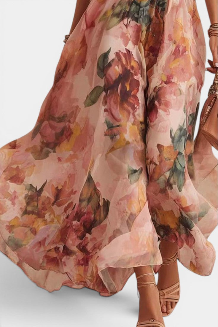 Sandra | Vestido Maxi Floral de Un Hombro