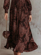 Carmen | Vestido maxi con estampado paisley y realce en la cintura