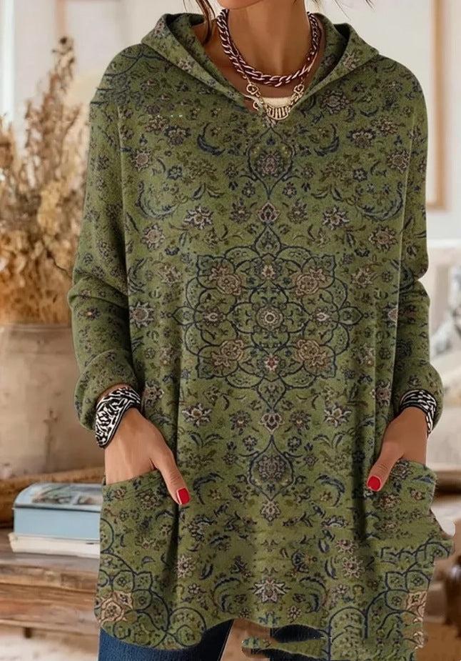 Marta | Túnica con capucha y estampado retro