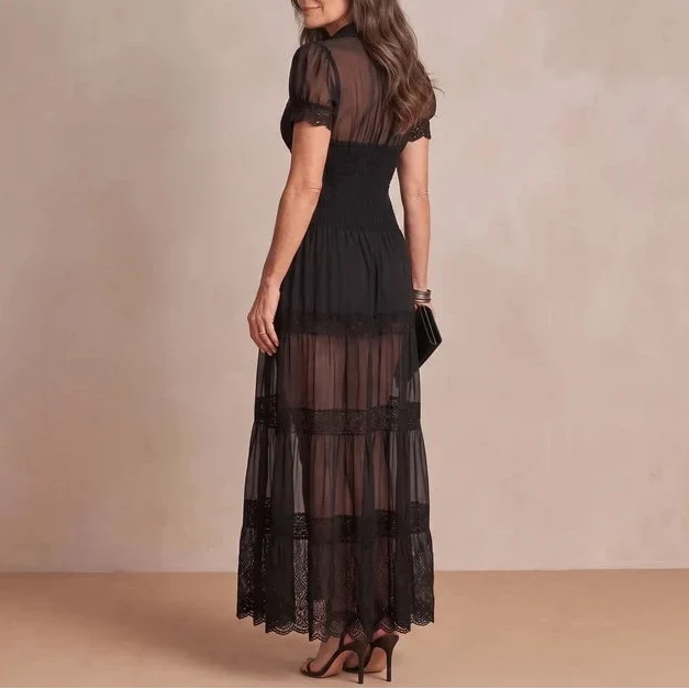 Sophia | Vestido maxi de encaje transparente
