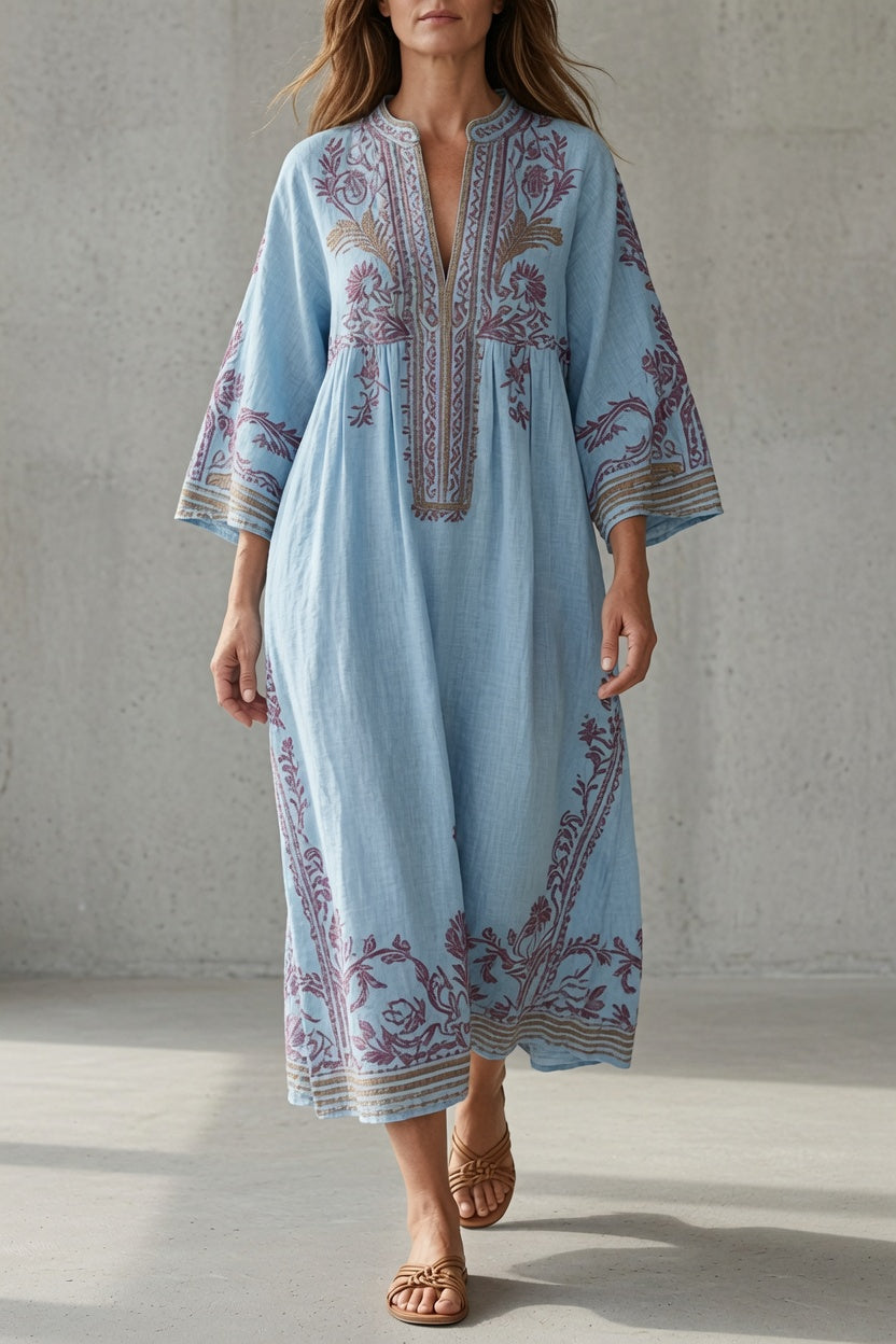 Elena | Vestido vintage bordado con bolsillos