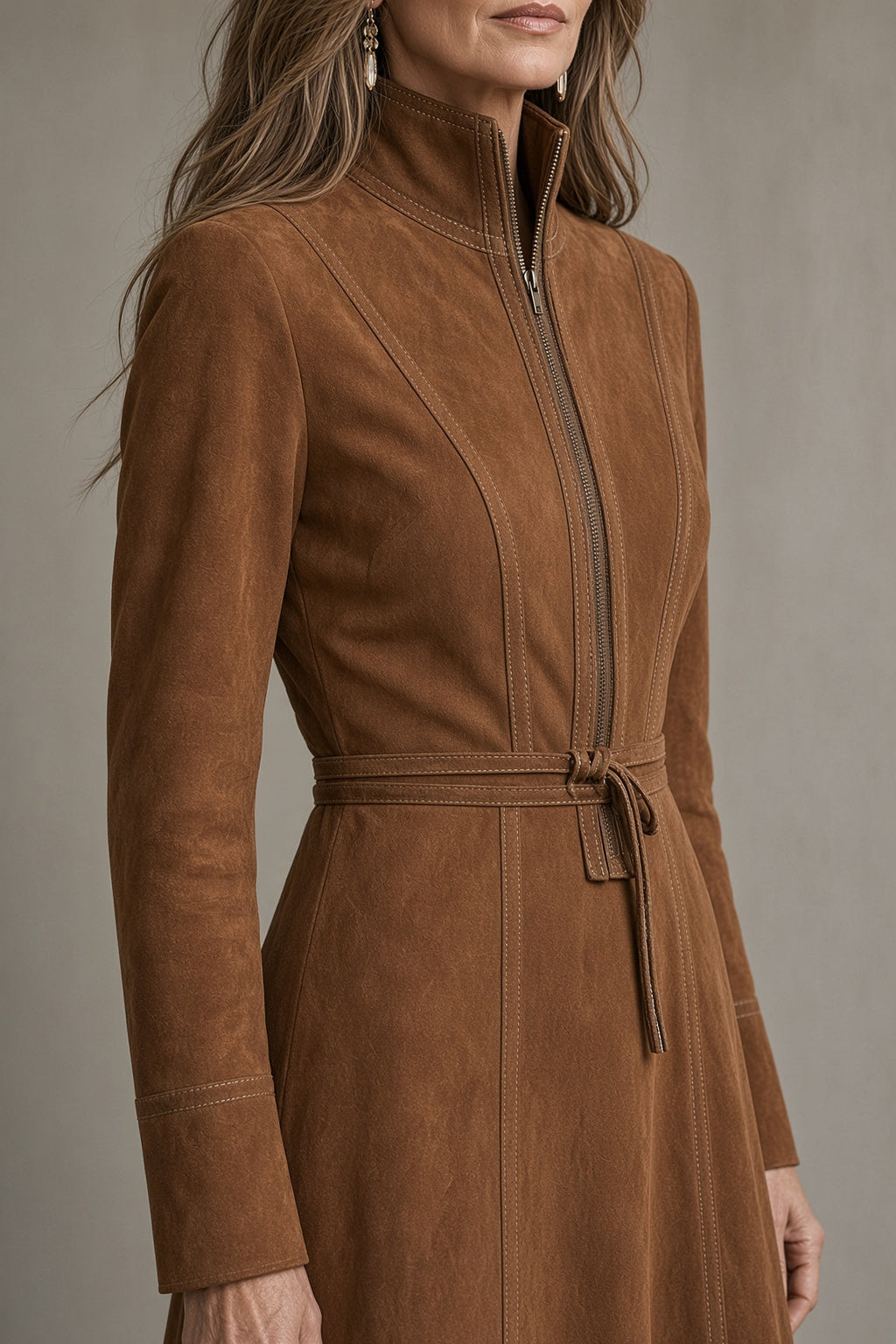 Gracia | Vestido vintage de cuello alto con cinturón y falda evasé