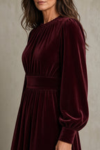 Eulalia | Vestido largo de terciopelo con cuerpo fruncido