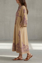 Elena | Vestido vintage bordado con bolsillos