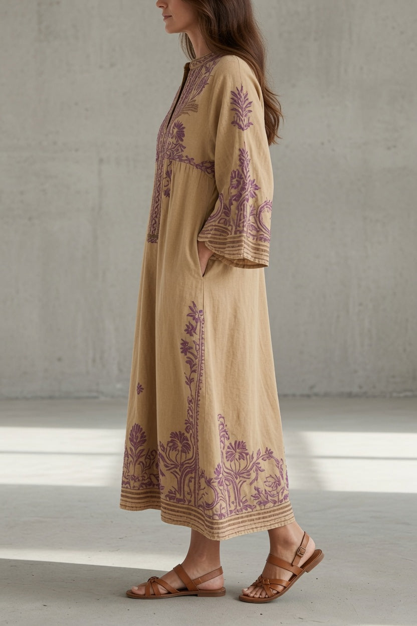 Elena | Vestido vintage bordado con bolsillos