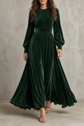 Eulalia | Vestido largo de terciopelo con cuerpo fruncido