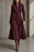 Gracia | Vestido vintage de cuello alto con cinturón y falda evasé