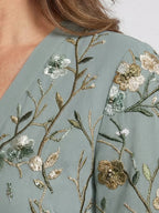 Eva | Vestido Maxi Floral de Malla con Manga Corta