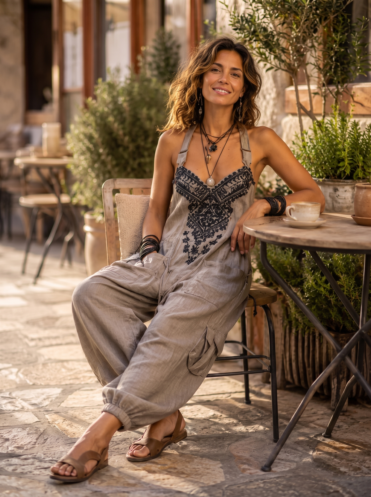 Lucía | Peto boho con bolsillos de solapa