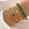Aurora | Set de pulseras vintage con circonitas verdes