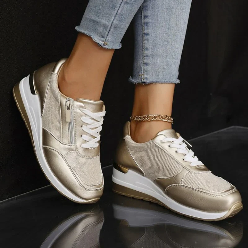 Zapatillas ortopédicas nuevas para mujer con cordones y cremallera lateral