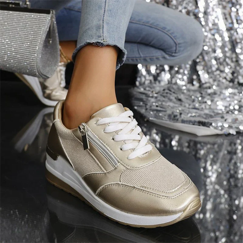 Zapatillas ortopédicas nuevas para mujer con cordones y cremallera lateral