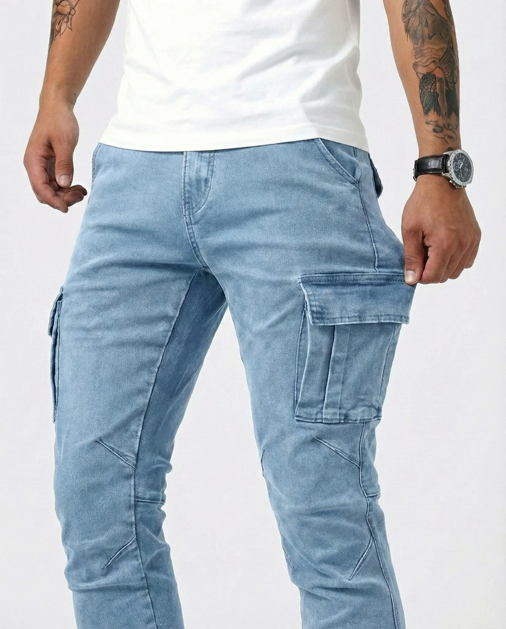 Pantalón Cargo Marino Elástico