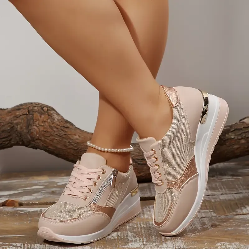 Zapatillas ortopédicas nuevas para mujer con cordones y cremallera lateral