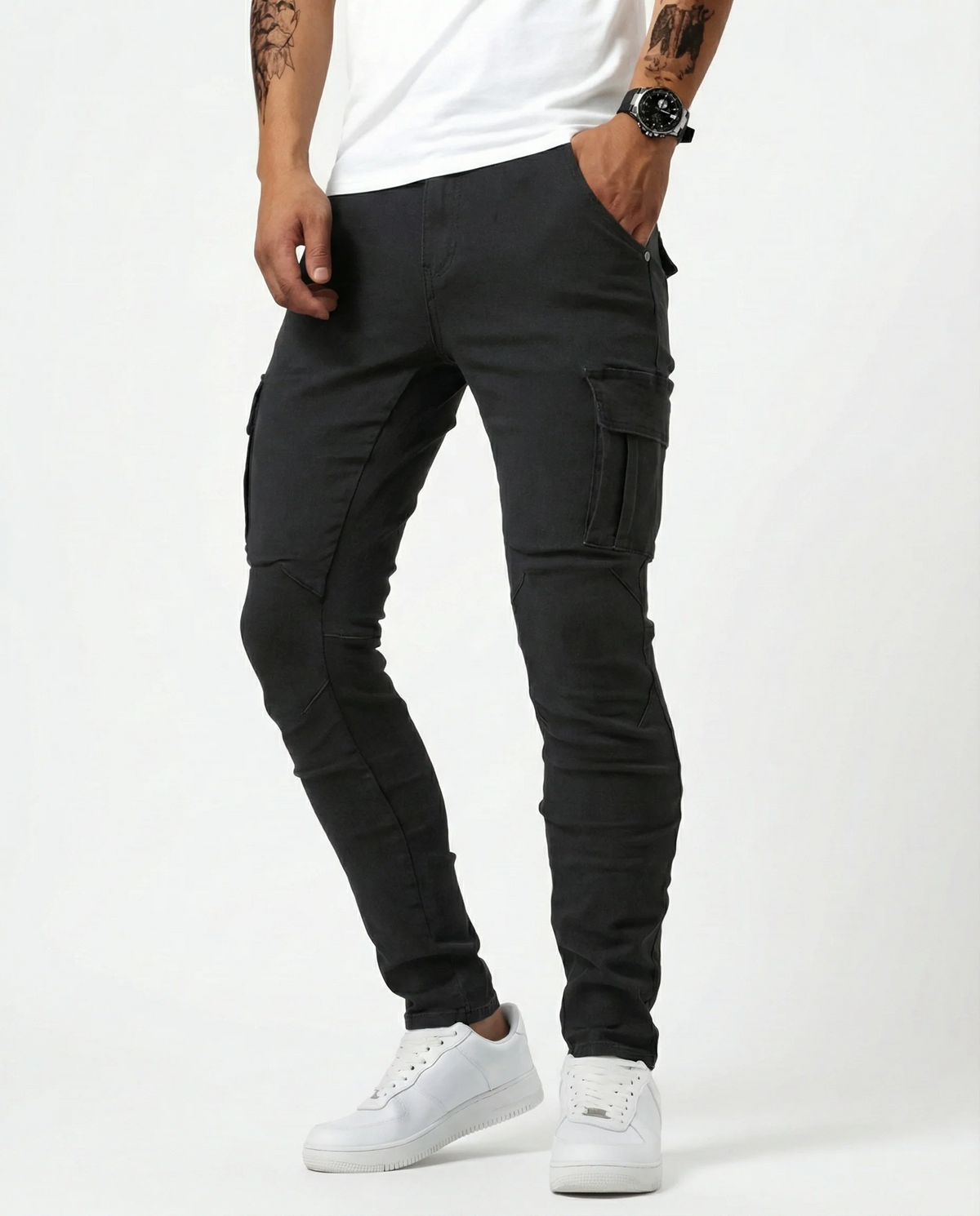 Pantalón Cargo Marino Elástico
