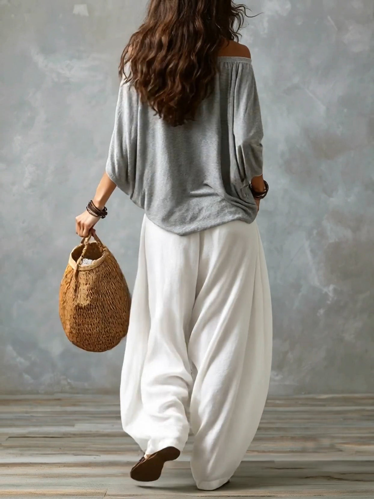 Mariana | Conjunto de top de hombros descubiertos y pantalón ancho