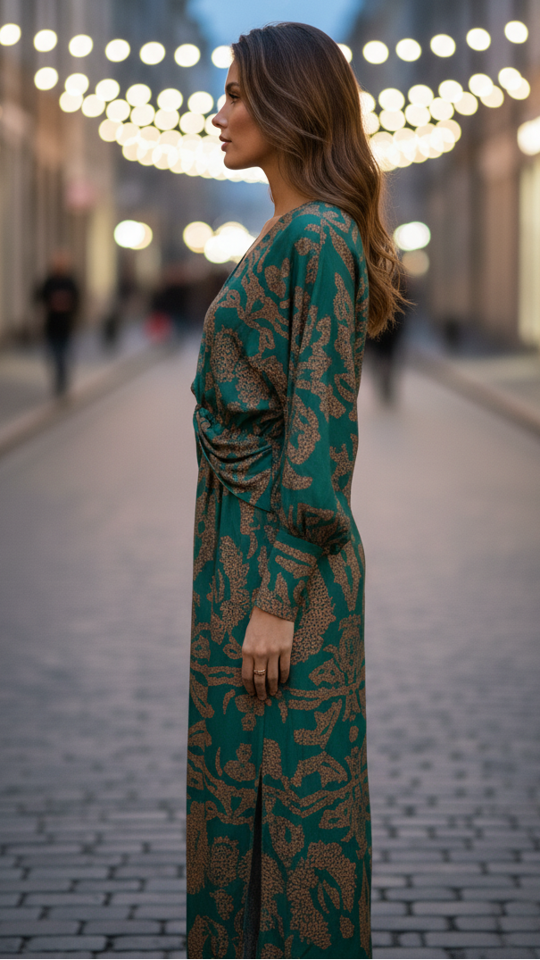 Leire | Vestido Midi Elegante con Escote en V