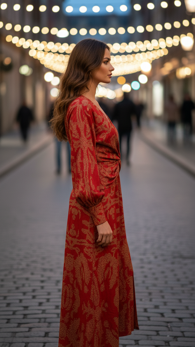 Leire | Vestido Midi Elegante con Escote en V