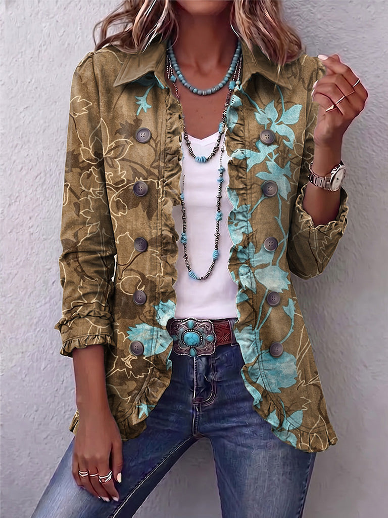 Susana™ | Chaqueta Boho Vintage Floral con Degradado y Volantes
