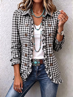 Manuela™ | Chaqueta de Cuadros Vichy con Volantes y Botones