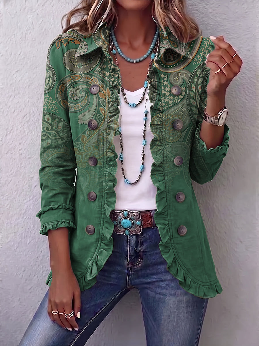 Jimena™ | Chaqueta Boho con Estampado Paisley y Volantes