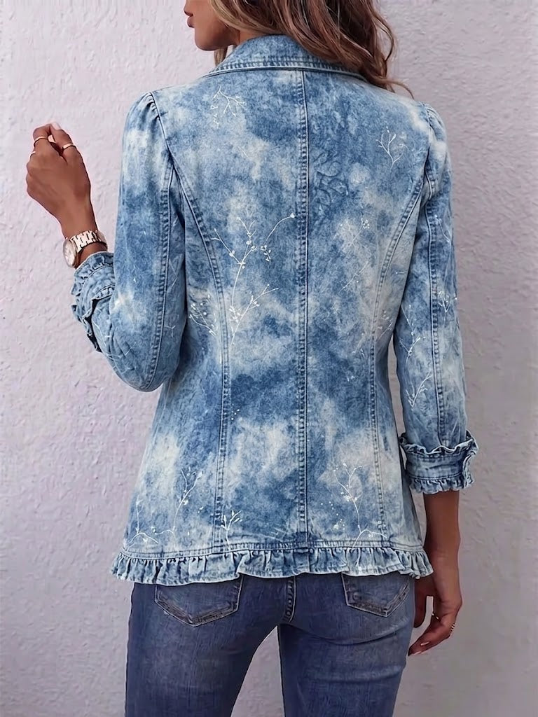 Sabrina™ | Chaqueta Boho Vintage con Estampado Botánico y Detalle de Volantes