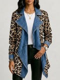 Sheila™ | Chaqueta de Largo Medio con Estampado Leopardo y Paneles de Denim Lavado