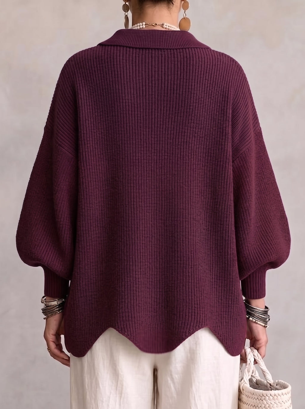 Eugenia | Cárdigan oversize con cuello y grandes botones metálicos