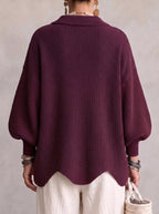 Eugenia | Cárdigan oversize con cuello y grandes botones metálicos