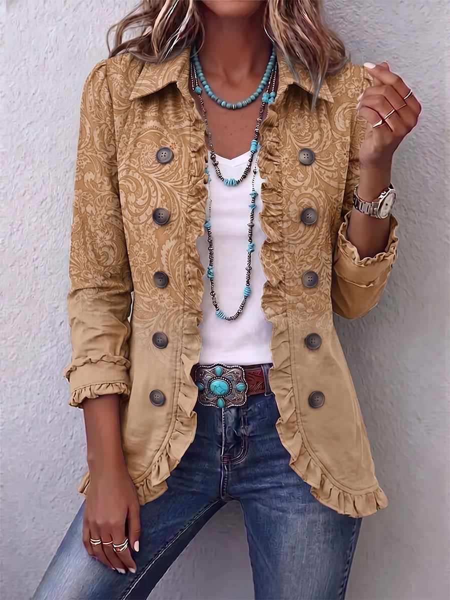 Cristina™ | Chaqueta con Estampado Western y Volantes