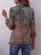 Virginia™ | Chaqueta Vintage con Estampado Texturizado en Degradado y Volantes