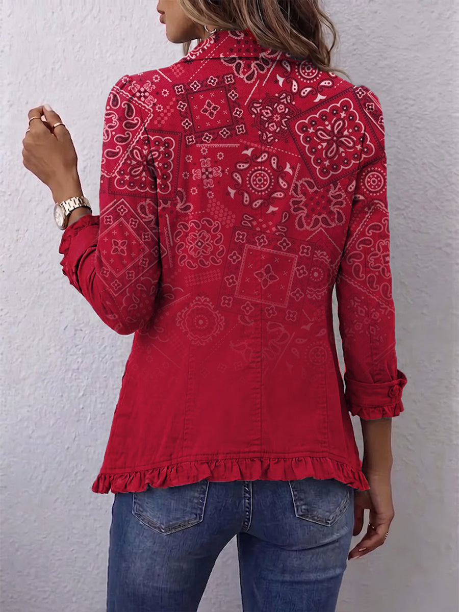 Gisela™ | Chaqueta Boho con Estampado Paisley Ombré y Volantes