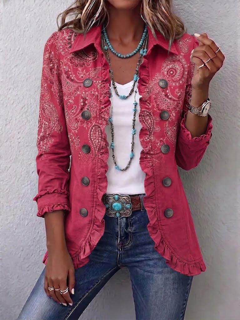 Teresa™ | Chaqueta Vintage con Estampado Paisley y Volantes