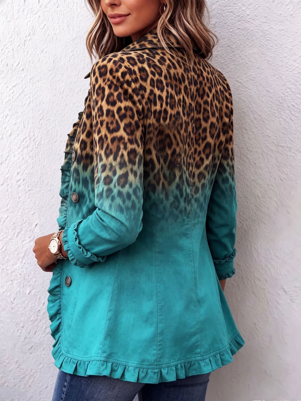 Elisabeth | Blazer Ombré Leopardo con Volantes