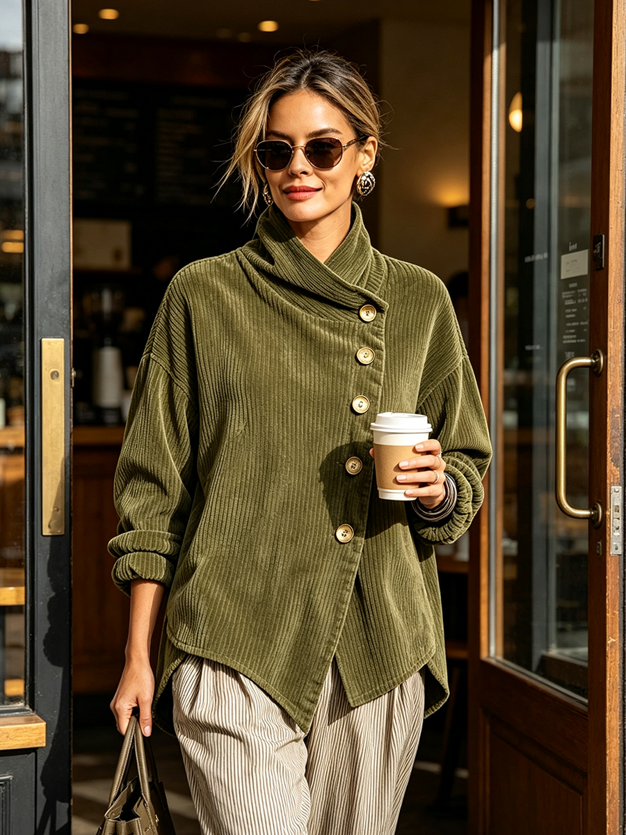 Sabela | Chaqueta de punto oversize con cuello envolvente y botones