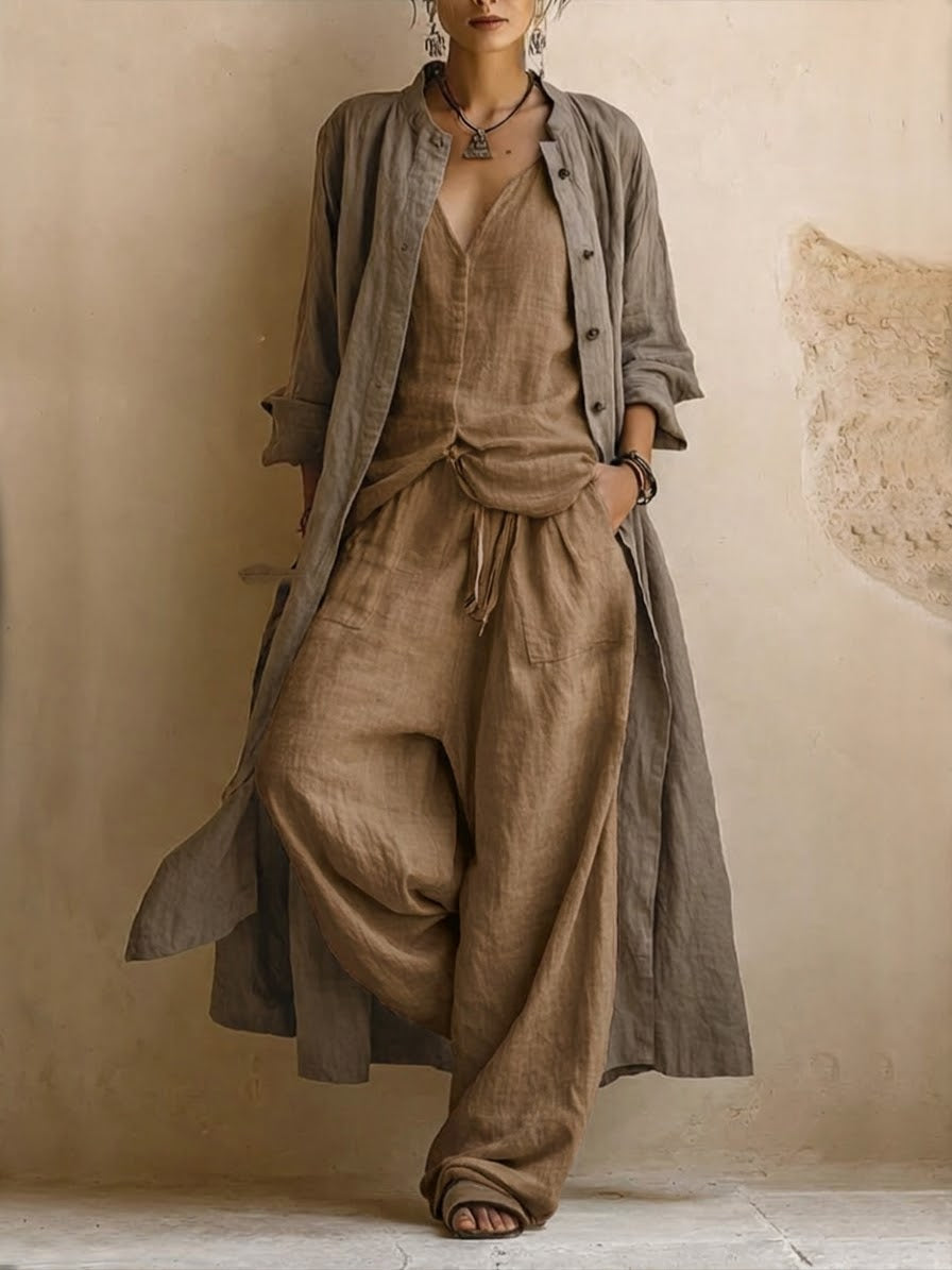 Pastora | Conjunto de Tres Piezas con Kimono Largo