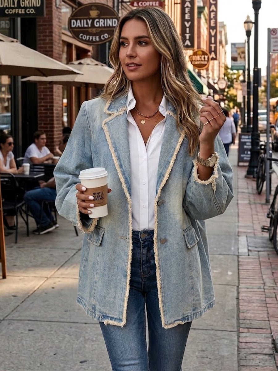 Diana™ | Blazer Oversize Estilo Vintage con Bordes en Bruto