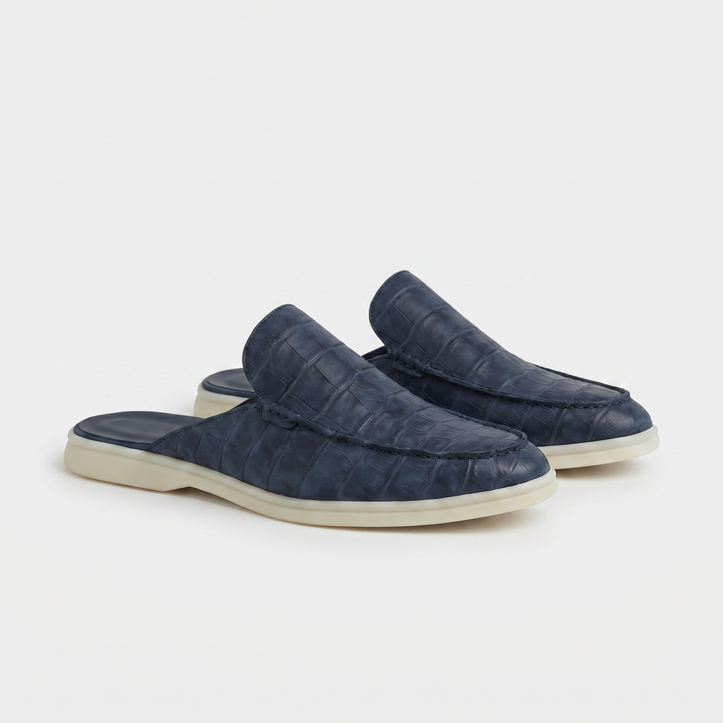 Yacht Croco | Mocasín Abierto — Azul Marino · Edición Limitada