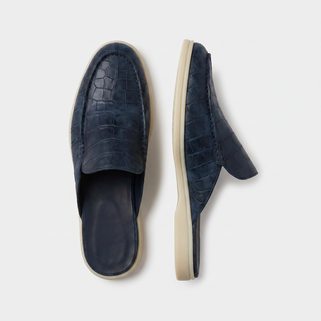 Yacht Croco | Mocasín Abierto — Azul Marino · Edición Limitada