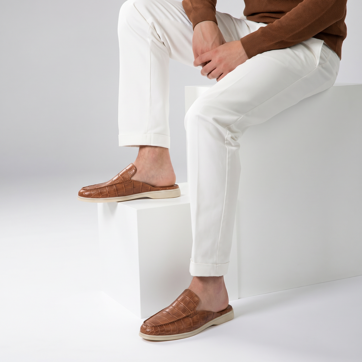 Yacht Croco | Mocasín Abierto — Coñac · Edición Limitada